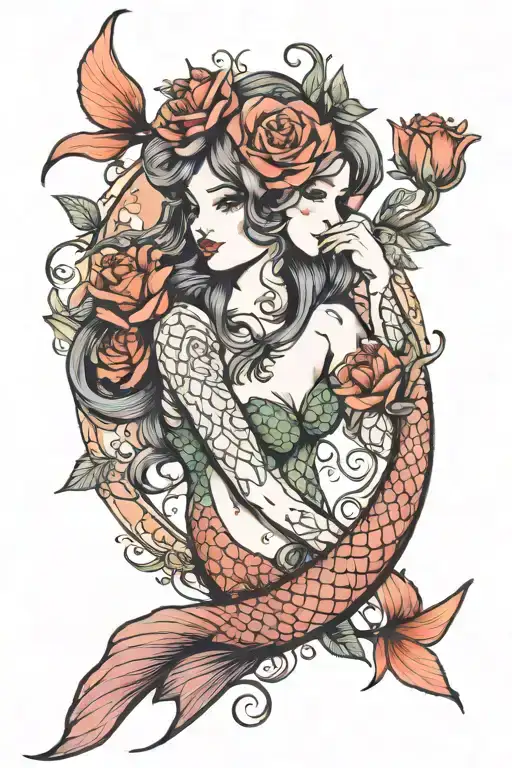 Mermaid Holding Flower