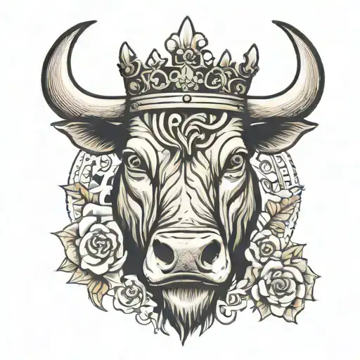 Half A Bull Face With 08 And A Crown Hanging