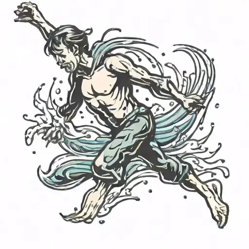 Stickman Who Is Jumping Into Cold Water