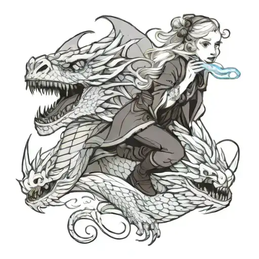 Elf Girl Mouting In An Ice Dragon Flying