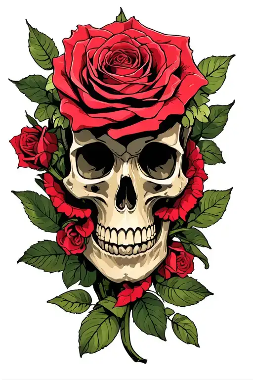 Skull Rose Intertwined
