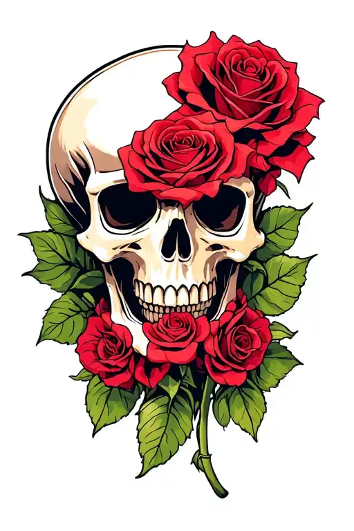 Skull Rose Intertwined