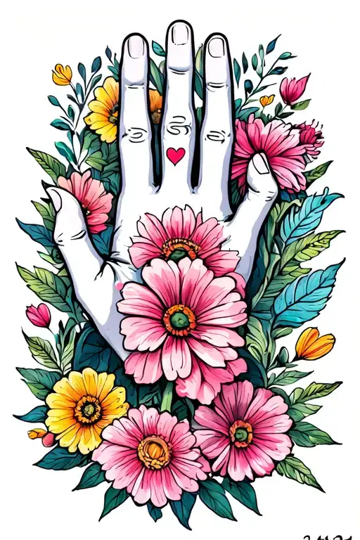 I Love You Sign Language With Birth Flowers Growing