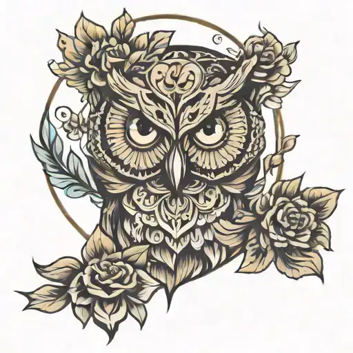 Figure From The Day Of The Dead With An Owl Digital