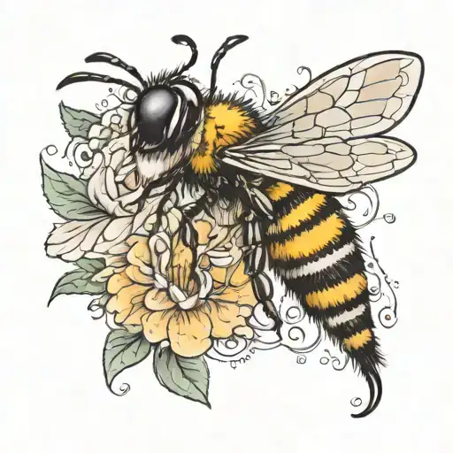 Ethereal And Delicate Tattoo With A Bee A Butterfly And The Letter M