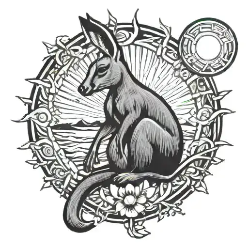 Kangaroo Holding The Sun In Its Hands