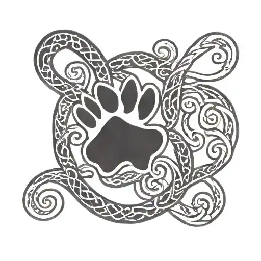 Basic Infinity Symbol With 3 Paw Prints Trailing