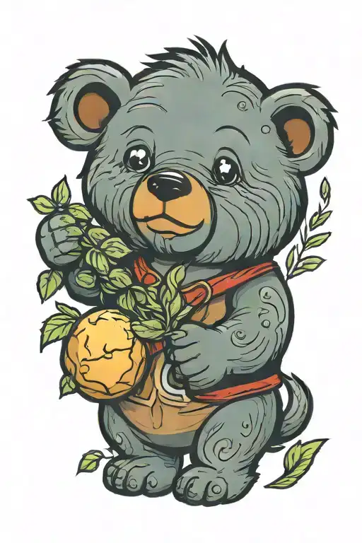 California Bear Holding A Potato