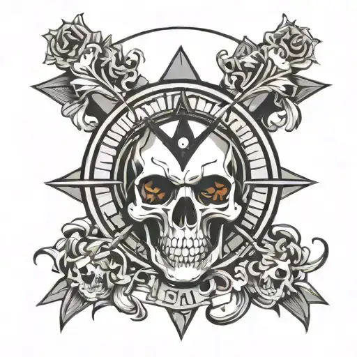 Skull In Center Masonic Square Compasses