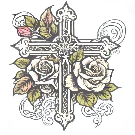 Cross With Rose On The Side