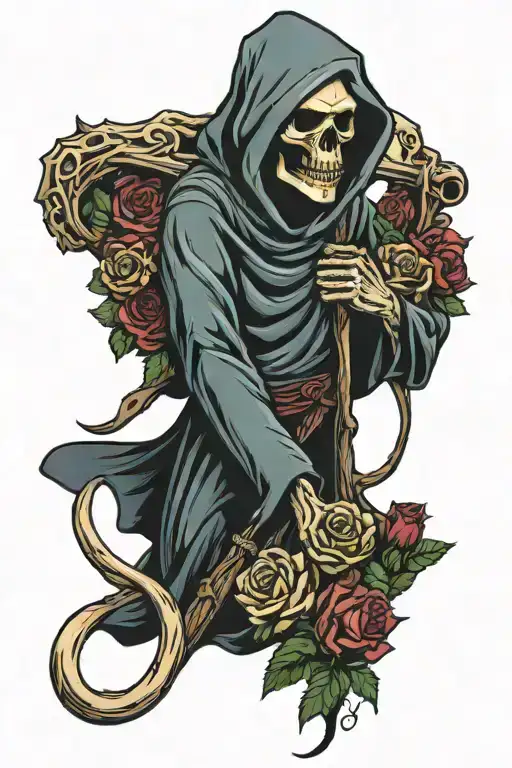 Grim Reaper With Roses