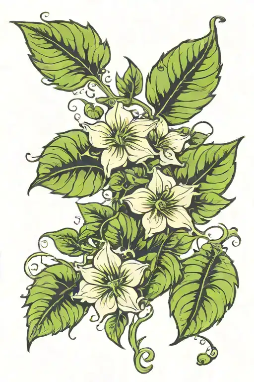 Botanical Vine And Leaves Growing