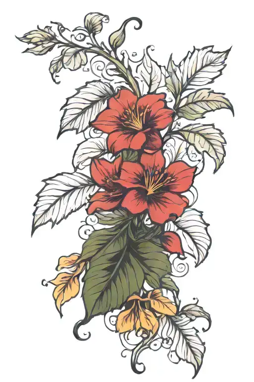 Botanical Vine And Leaves Growing