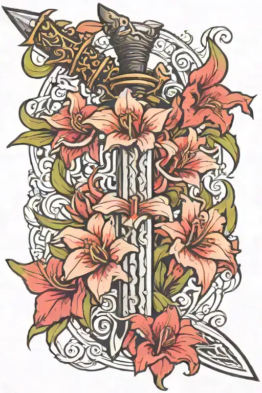 Gladiolus Wrapped Around Sword