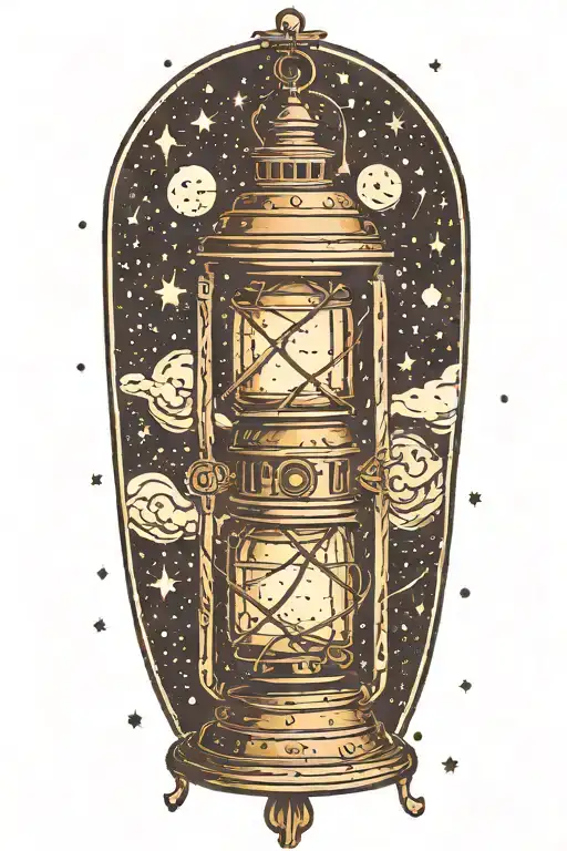 Old Lantern With Night Sky Filled With Stars