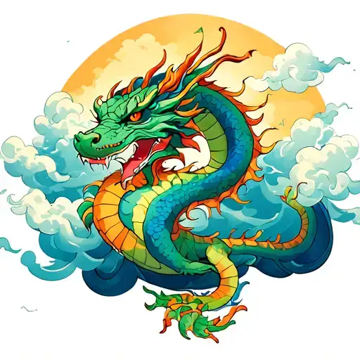 Dragon In Clouds Floating