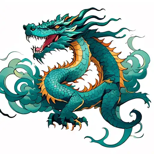 Dragon In Clouds Swirling