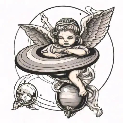 Saturn With Baby Angel