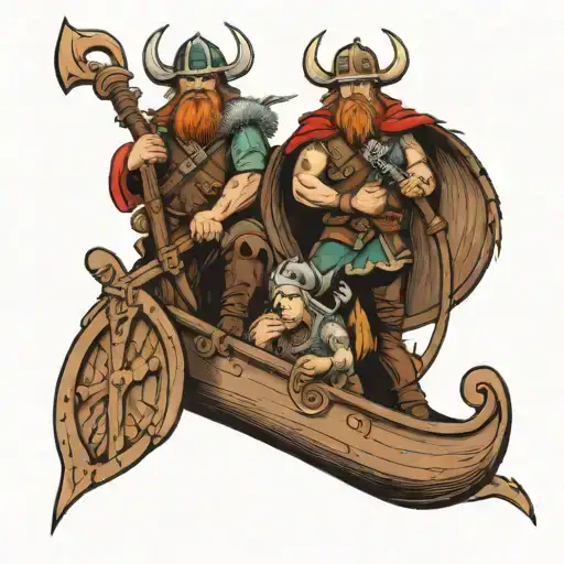 Viking Long Ship With Cowboy Crew