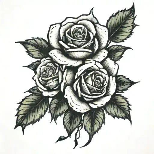 Rose Flowers Branch Going Up Shoulder