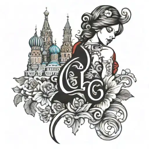 Name Olga With Moscow Red Square In Background Black And White