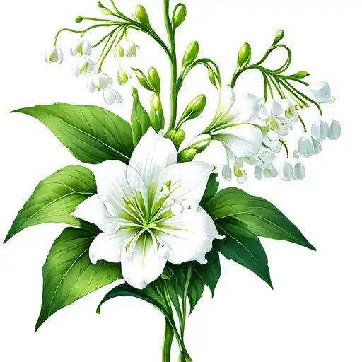 Lily Of The Valley And White Larkspur Flowers Intertwined
