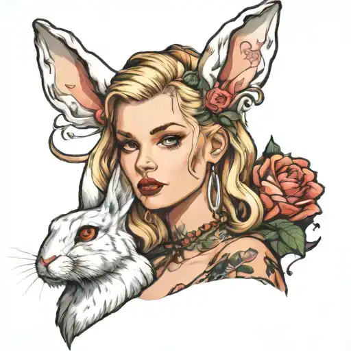 Sexy Young Blonde Slim White Female With Rabbit Ears