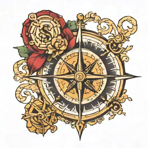 Compass Design Featuring Initials S H And D J
