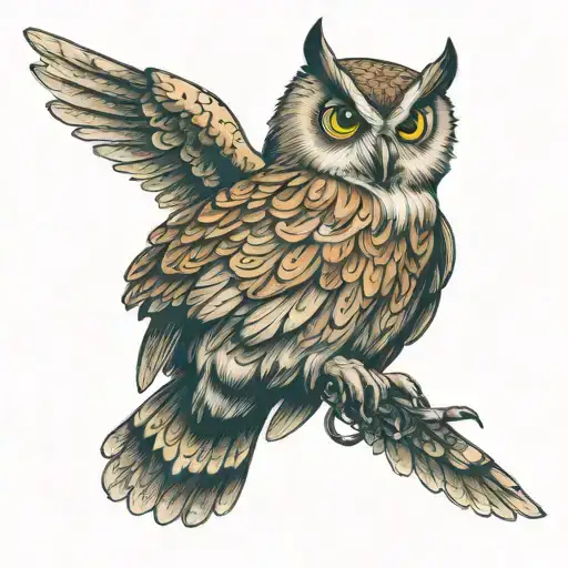 Flying Owl With A Drone In Its Talons