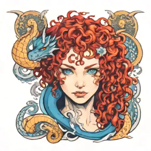 Red Curly Hair Blue Eyes Dragon