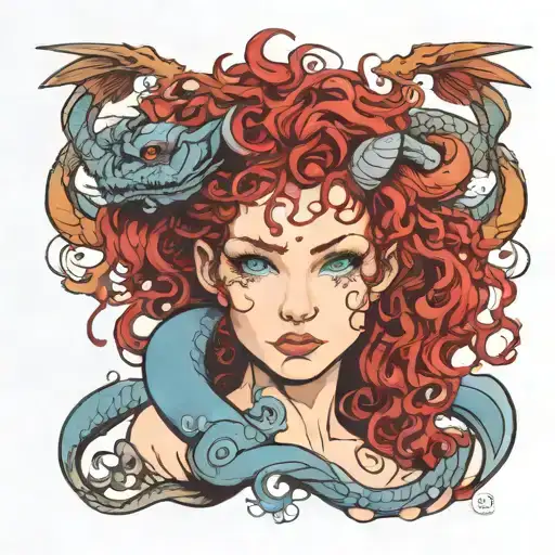 Red Curly Hair Blue Eyes Red Dragon Wrapped
