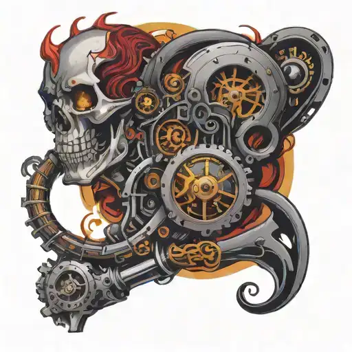 A Heat That Is Half Anatomical In Color And Half Mechanical In Black