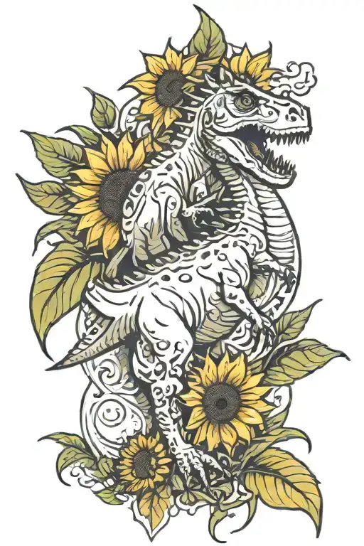 Sunflower And Dinosaur