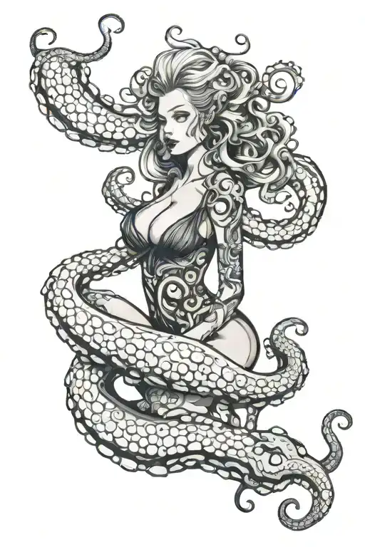 Sexy Woman Who Is An Octopus From The Waist Down