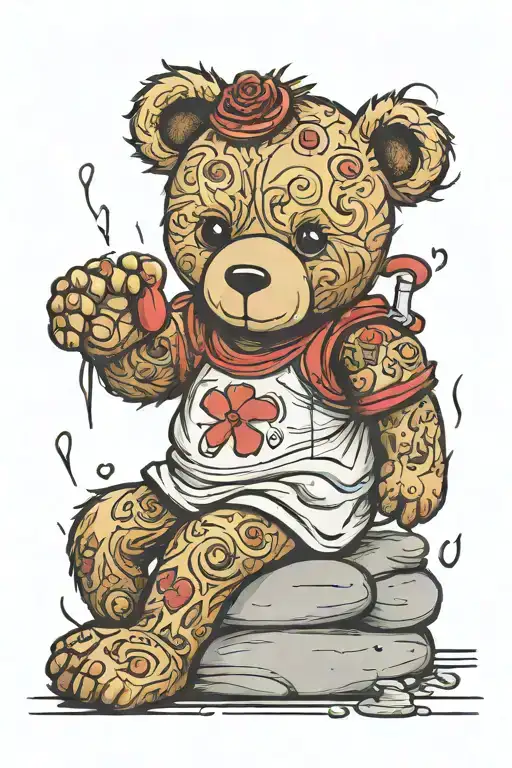 Hospital Strong Teddy Bear Sitting Alone Girl Strong Heart Scarred