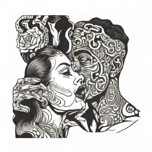 European Woman Licking Black Male Face