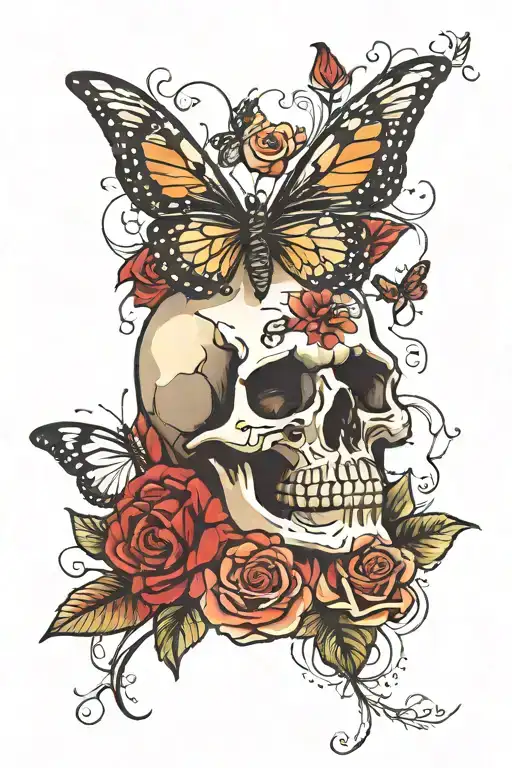 Skull And Roses Butterfly