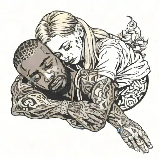 Little European Blonde Teenage Girl Sleeps In Arms Of Muscular Black Male