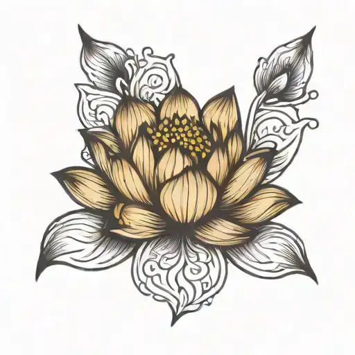 Gold Lotus Flower Blooming