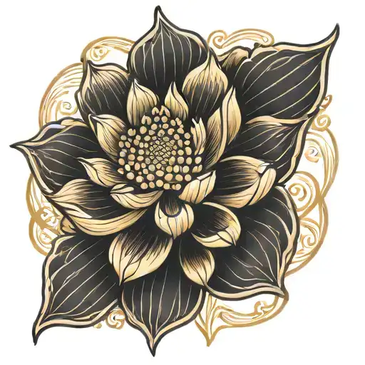 Gold Lotus Flower Blooming