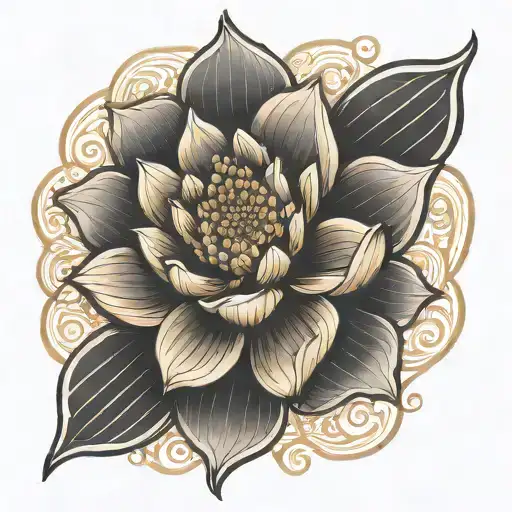 Gold Lotus Flower Blooming