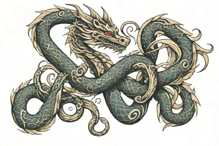 Dragon In The Shape Of An Infinity Symbol Intertwined