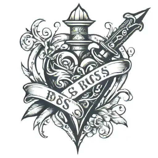 Heart With Dagger With The Word Boss Above It