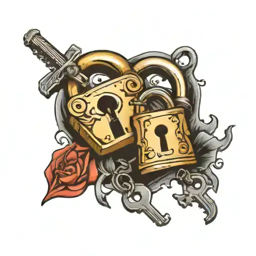 Broken Padlock And Key
