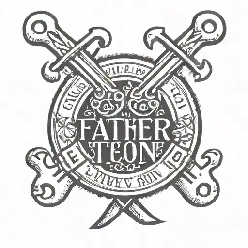 Two Crossing Wrenches With The Text Like Father Like Son In Italien