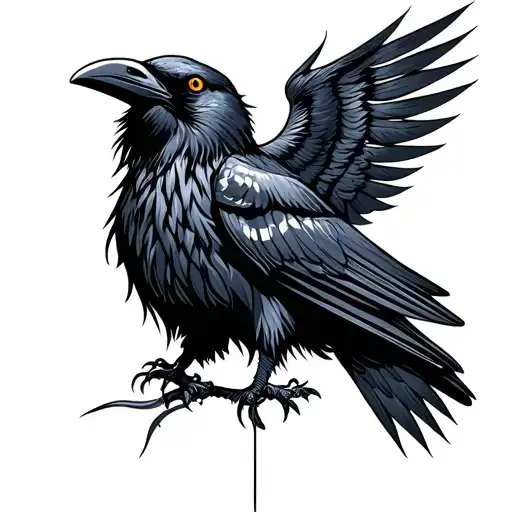 Raven With Viking Markings