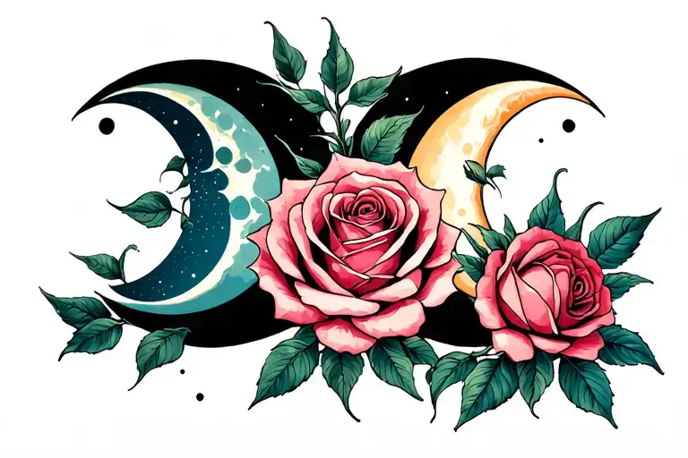 Triple Moon With Rose