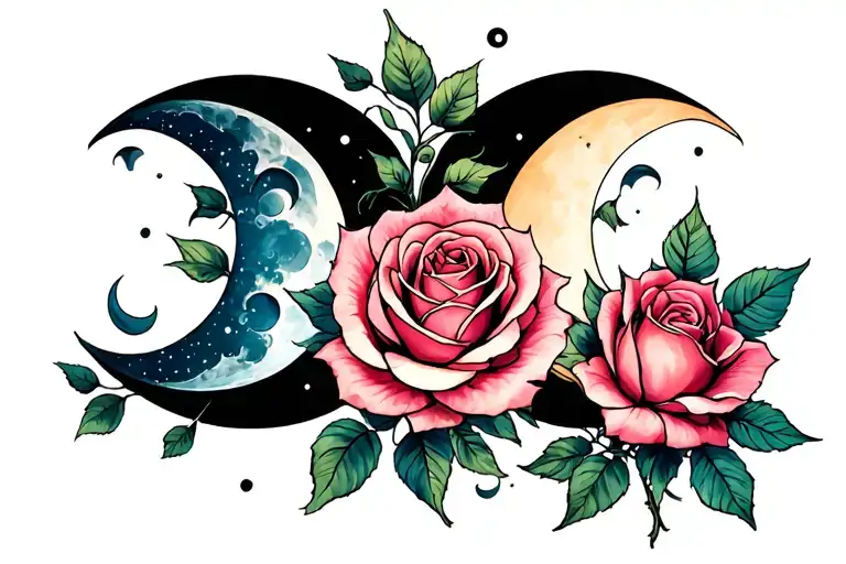 Triple Moon With Rose