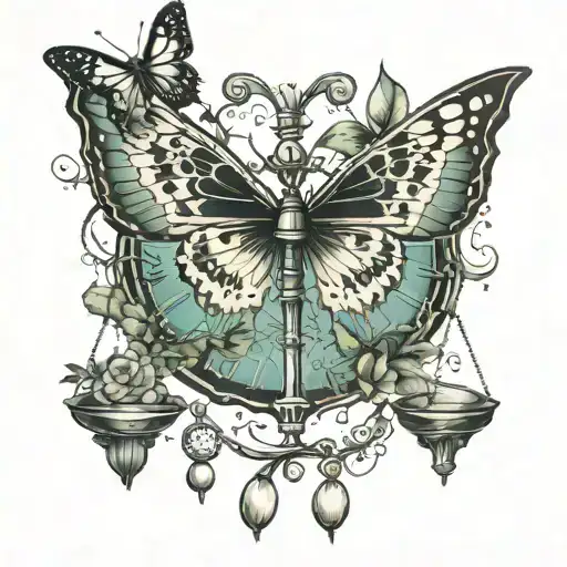 Butterfly Libra Scales Pices On One Scale Sagittarius On Right