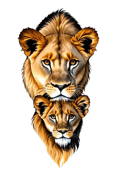 Lioness And Cub Faces